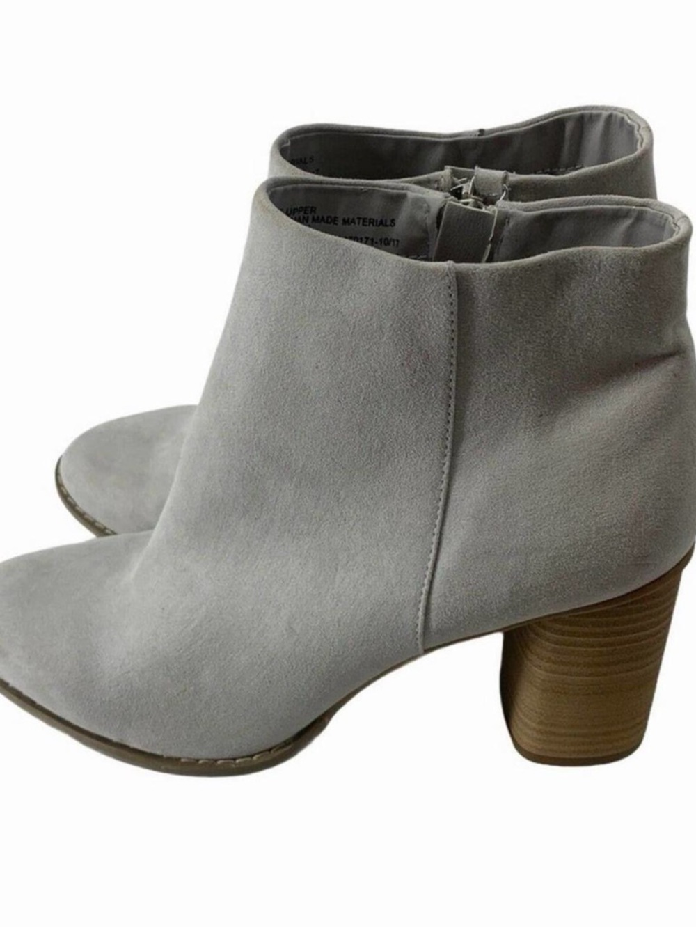 Dolce Vita Light Grey Suede Block Heel Ankle Boots